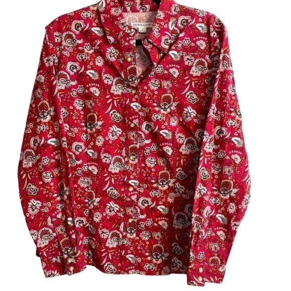 Pendleton Floral Paisley Long Sleeve Button Down Dress Shirt Red Pink Large - Picture 1 of 8